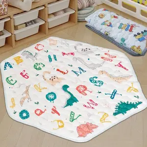 Großhandel Indoor weiches faltbares Tiermuster gesteppt Baumwolle gepolsterte Babyspielmatte Puzzle Fitnessstudio Aktivitätsmatte für Boden