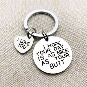 Portachiavi Divertente in Acciaio Inox 'Spero che la Tua Giornata sia Più Bella del Tuo Sedere', Regalo per <span class=keywords><strong>San</strong></span> <span class=keywords><strong>Valentino</strong></span>, Ti Amo, Regalo per Moglie o <span class=keywords><strong>Marito</strong></span> - Product Image 5