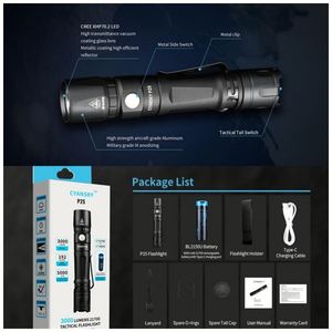 Torche de 3000 lumens de taille de paume longue portée forte lumière Portable Ipx8 étanche type-c lampe de poche de nuit multifonction - Product Image 6