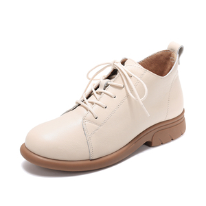 Botines altos de lujo para mujer, botines planos informales de cuero con cordones de piel, cierre de cremallera, resistentes al desgaste para Otoño e Invierno - Product Image 2