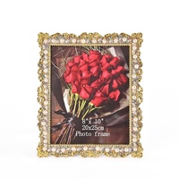 Marco de Fotos de Resina con Perlas y Diamantes de Imitación de Lujo al por Mayor, Marco de Fotos Dorado Europeo para Decoración de Mesa de Boda, 4x6, 5x7, 8x10