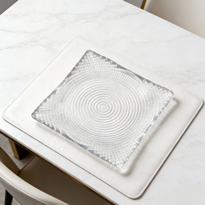 Piatto di Presentazione in Vetro Testurizzato con Cerchi Concentrici Quadrati <span class=keywords><strong>da</strong></span> 15cm/<span class=keywords><strong>6</strong></span> Pollici, Piatto Decorativo IVV Posuda per Allestimenti Tavola - Product Image 3