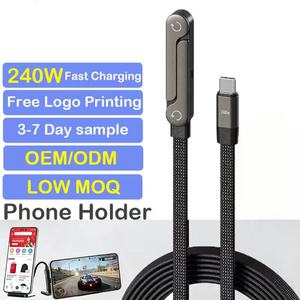 Nuevo Cable de Carga Rápida de 240W 2026 con Soporte para <span class=keywords><strong>Teléfono</strong></span>, Trenzado de Nylon, USB-C Tipo-C PD3.1, Chip E-MARKER, para iPhone 17, Cámara, Cobre Puro - Product Image 1
