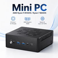 Mini PC Zakelijke PC Kleine Computer AMD Ryzen R7-8845HS DDR5 64GB Dubbele 2.5G LAN WiFi 6E DP USB4 voor AI Computing