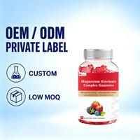 Gummies de complément alimentaire au complexe de glycinate de magnésium 400 mg, avec extrait d'ashwagandha et de mélisse, saveur fruits rouges mélangés, 60 unités