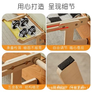 Hamaca de madera para gatos, cama rectangular a cuadros para mascotas, para ventana, balcón, estante para tomar el sol, muebles de madera maciza para el lado de la cama - Product Image 4