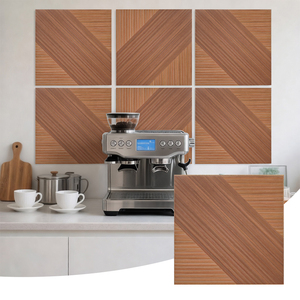 Pannelli <span class=keywords><strong>Acustici</strong></span> in PET con Scanalatura a V Effetto Legno, Alta Assorbenza Sonora NRC, Pannelli Decorativi per Pareti, per Home Theater/Ufficio/Ospedale/Appartamento - Product Image 1