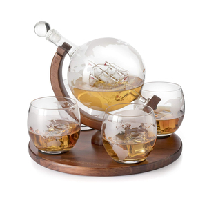 Juego de regalo de whisky, decantador de globo, 750 ml con barco antiguo, piedras de whisky, Home Bar, decantador mundial, globo de whisky - Product Image 4
