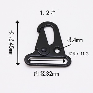 Mosquetón de Aleación de Zinc de 45 mm de Longitud y 32 mm de Diámetro Interior, Negro Electroforético, para Bolsas y Uso en Exteriores - Product Image 1
