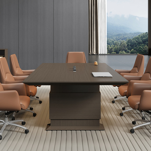 โต๊ะประชุมไม้ทรงสี่เหลี่ยมผืนผ้าแบบเรียบง่าย โต๊ะเจรจาสำหรับหลายคน โต๊ะประชุมในห้องประชุม - Product Image 2