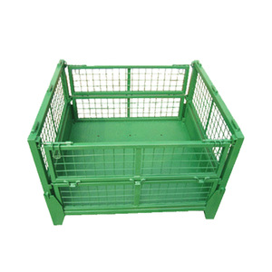 Caisse de stockage métallique pliable en acier, thermolaquée, avec roulettes, verrouillable et empilable, pour entrepôt et transport de déchets métalliques - Product Image 6