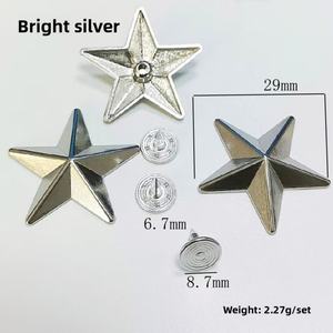 Remaches de Aleación de Zinc con Forma de Pentagrama Cóncavo Plano, Accesorios Metálicos Plateados para Ropa, Zapatos y Bolsos, Diseño Pentagonal - Product Image 2