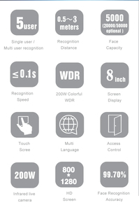 Sistem keamanan kontrol akses absensi wajah pintar <span class=keywords><strong>8</strong></span> inci NFC wajah Terminal pengenalan kode QR OEM ODM SDK - Product Image 5