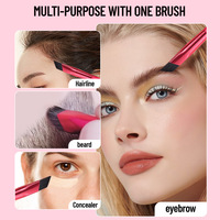Pinceau à sourcils 3D populaire en gros avec poils synthétiques et manche en plastique, compatible crayon à sourcils, logo personnalisé