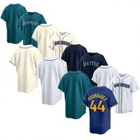 Maillot de baseball Seattle Rodriguez 44 pour homme, uniforme d'équipe à manches courtes, respirant, séchage rapide, maille, coupe régulière, toutes saisons, personnalisé