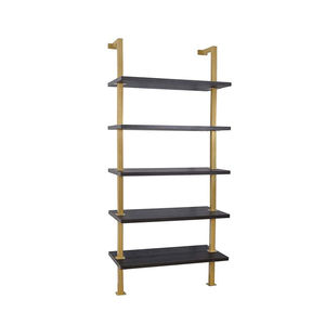 5 מדף סולם כוננית עם פליז מתכת מסגרת כהה אלון זהב לבן הקמעונאי קיר מדף - Product Image 1