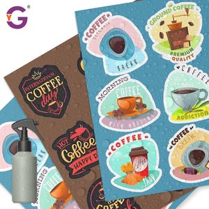 Autocollants en feuille de café personnalisés pour café, étiquettes PVC imperméables, autocollants de café découpés à la forme, mini-paquet adhésif pour fenêtres - Product Image 6