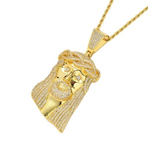 Collier Jésus Rétro en Cuivre pour Homme Pendentif Avatar Pendentif Bijoux Hip Hop Exagéré en Zircon Incrusté de Micro - Product Image 5