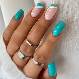 <span class=keywords><strong>Uñas</strong></span> postizas cuadradas con estampado de arcoíris, <span class=keywords><strong>Uñas</strong></span> postizas con cobertura completa, diseño mediano - Product Image 5