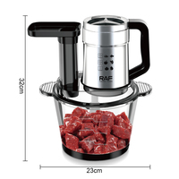 RAF R.7617 Fufu Machine Voedselverwerker 300W 3.0L Glazen Kom 360 Graden Hak- en Snijdsysteem voor Vlees, Fruit, Groenten, Keukenbereiding