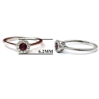 Bague de mariage vintage en or blanc 18 carats avec rubis naturel et diamants de haute qualité, fine, pour femme, idéale pour les soirées