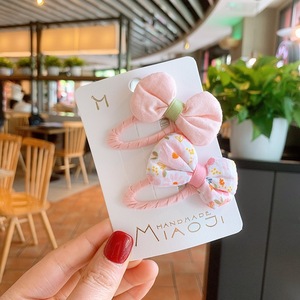 Pinzas para el cabello con lazo de tela para niñas, bonitas horquillas con estampado floral, estilo princesa, pasadores para flequillo lateral, accesorios para el cabello para niños - Product Image 4