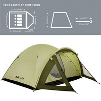 Tenda Camping Ringan PAMIR Harga Pabrik Grosir untuk 4 Orang, Empat Musim, Satu Kamar Tidur, 2 Lapis, 190T Polyester Berlapis PU