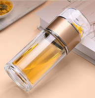 Bouteille d'eau en verre portable de 280 ml avec filtre infuseur à thé, design classique, motif personnalisé, pour jus et thé – Vente en gros