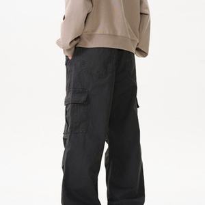 Pantalons de travail décontractés rétro américains pour hommes et femmes, pantalon long à jambes larges et amples, vintage, lavé, à jambes droites - Product Image 6