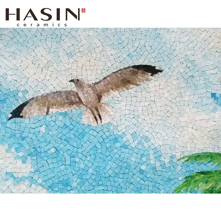 Hasin ทิวทัศน์นกนางนวลบนชายหาด,ภาพตัดน้ำแข็งทะเลกระเบื้องโมเสคหยกสำหรับตกแต่งสระว่ายน้ำ
