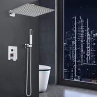 Système de douche de salle de bain chromé haut de gamme, mitigeur inverseur en laiton 2/3 voies, pommeau de pluie 8-16 pouces, boîtier mural encastré pour approvisionnement en gros