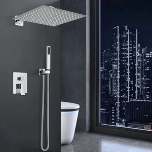Ensemble <span class=keywords><strong>de</strong></span> robinet <span class=keywords><strong>de</strong></span> douche à effet pluie chromé, salle <span class=keywords><strong>de</strong></span> bain, acier inoxydable, montage mural, encastré, système <span class=keywords><strong>de</strong></span> douche <span class=keywords><strong>de</strong></span> <span class=keywords><strong>16</strong></span> pouces, mélangeur d'eau chaude et froide - Product Image 2