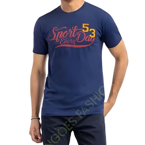 Camiseta de Hombre de Manga Corta, Estilo Formal, Color Azul Marino, Logotipo Personalizado en la Parte Delantera, Impresión por Sublimación, Cuello Redondo, Corte Regular, Algodón/Bambú, Secado Rápido - Product Image 6