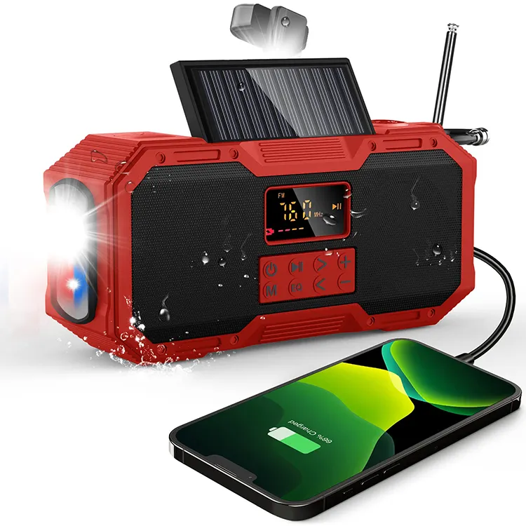 Eletree Dab Hand Crank Weather Flashlight Portable Solar Power Emergency Radio For Camping & Hiking