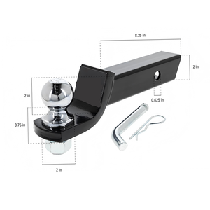 New Trailer Hitch Ball <b>Mount</b> With 2 in & Pin Solid Steel Black Powder Coated Fits Inch Tow Hitch Trailer Hitch Hitch to - Product Image 1