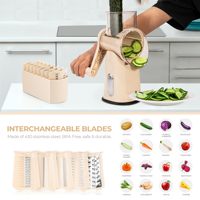 Multifunctionele Handmatige Trommelnotenkaas Roterende Groenterasp Mandoline Cutter Fruithakmachine En 5 Verstelbare Messen Gereedschap