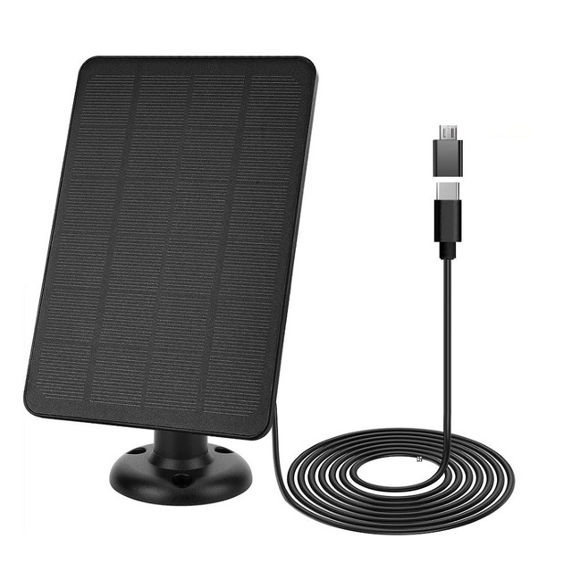 4W 5V Solar Panel Charger Type-C/Micro USB Dual Interface Low Power Supply for Home Security Doorbell Camera