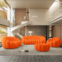 Atunus Salon Appartement Villas Moderne Nid d'Abeille Maille Tissu Beige Canapé Bulle Orange Fauteuil Une Place Causeuse Ensemble Canapé 3 Places