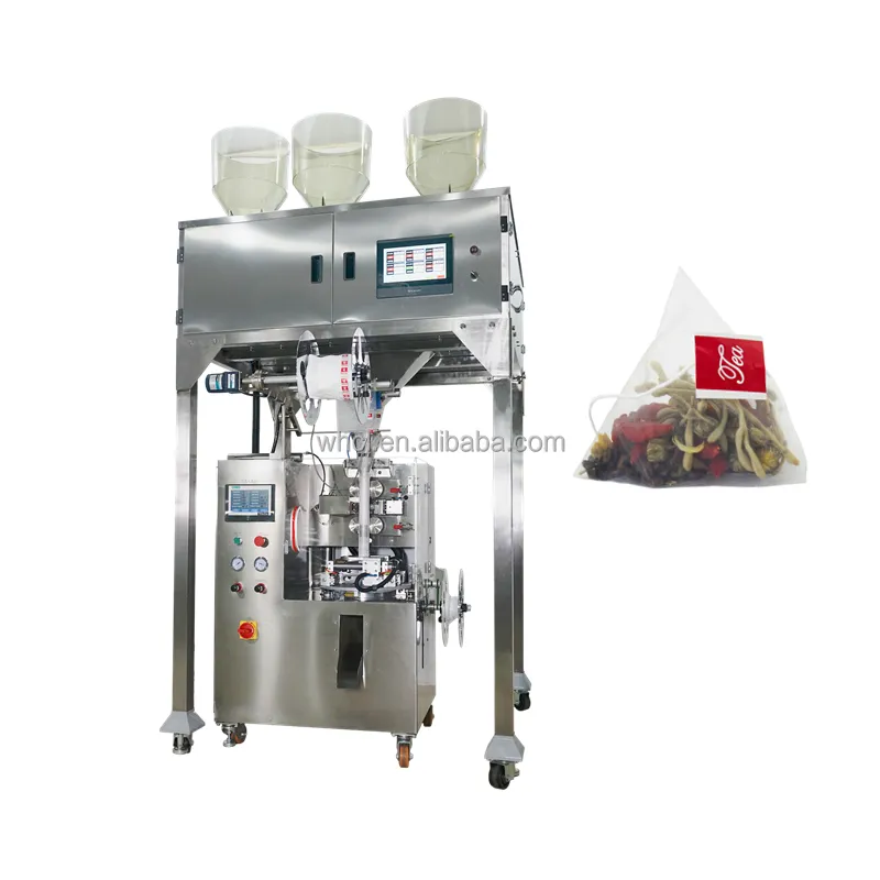 Automatic Triangle Pyraimid Silk Fuso Herb Nylon Filter Tea Bag Weighing Packaging Machine