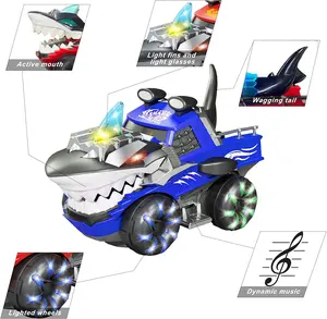 Battery Powered Car Shark Monster Trucks For Kids Big Shark Car Lights Up Toy With Sounds Children Vehicle Monster Truck