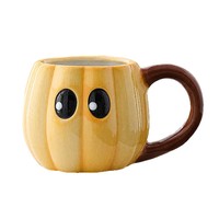 Mug en céramique à thème Halloween, motif fantôme et chauve-souris, élégant et accrocheur, idéal pour préparer et infuser le thé au lait, luxe léger et minimaliste