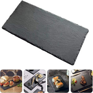 Prix d'usine bon marché planche à fromage noire en pierre naturelle assiette à sushi en ardoise pour le service des aliments napperons en ardoise avec logo personnalisé - Product Image 4