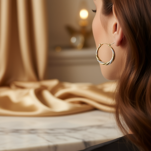 Orecchini a Cerchio Bicolore E4543 in Oro Massiccio 18K, Classici da Donna per Uso Quotidiano - Product Image 2