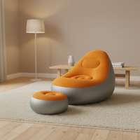 Canapé gonflable d'extérieur - Dossier ergonomique, chaise longue pliable avec repose-pieds, canapé de camping confortable et relaxant