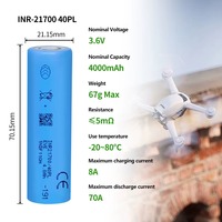 Batería Original EVE INR 21700 40PL 3.6V 4000mah 70A 17.5C de Alta Velocidad, Batería Cilíndrica de Iones de Litio para Drones
