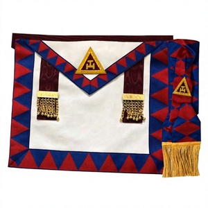 Royal Arch Principals Leather Apron Kit with Safety <b>Pin</b> Embroidered Beads Protective Gear-Provincial Sash <b>Collar</b> & Jewel - Product Image 1