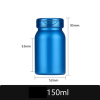 Bouteille PET cylindrique givrée de haute qualité de 150 ml, capsule, pilule, emballage de médicaments, produits de santé, bouchon à vis