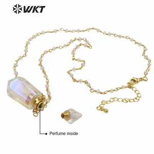 Collier à double point en cristal plaqué or pour femmes, WT-N1233, collier à quartz Aura, chapelet <span class=keywords><strong>de</strong></span> perles, bouteille <span class=keywords><strong>de</strong></span> <span class=keywords><strong>esprit</strong></span>, vente en gros - Product Image 3