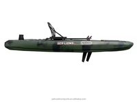 Nouveau Kayak à Pédales Yak 12ft en PE, Moteur Un Siège, Grandes Trappes pour Surf, Pêche en Rivière, Bateau 2 Personnes