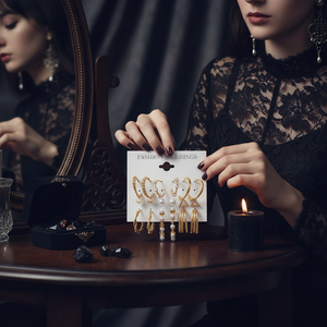 Moda di tendenza minimalista gotico ragazze orecchini di cristallo Set Star Design vendita calda gioielli all'ingrosso - Product Image 3